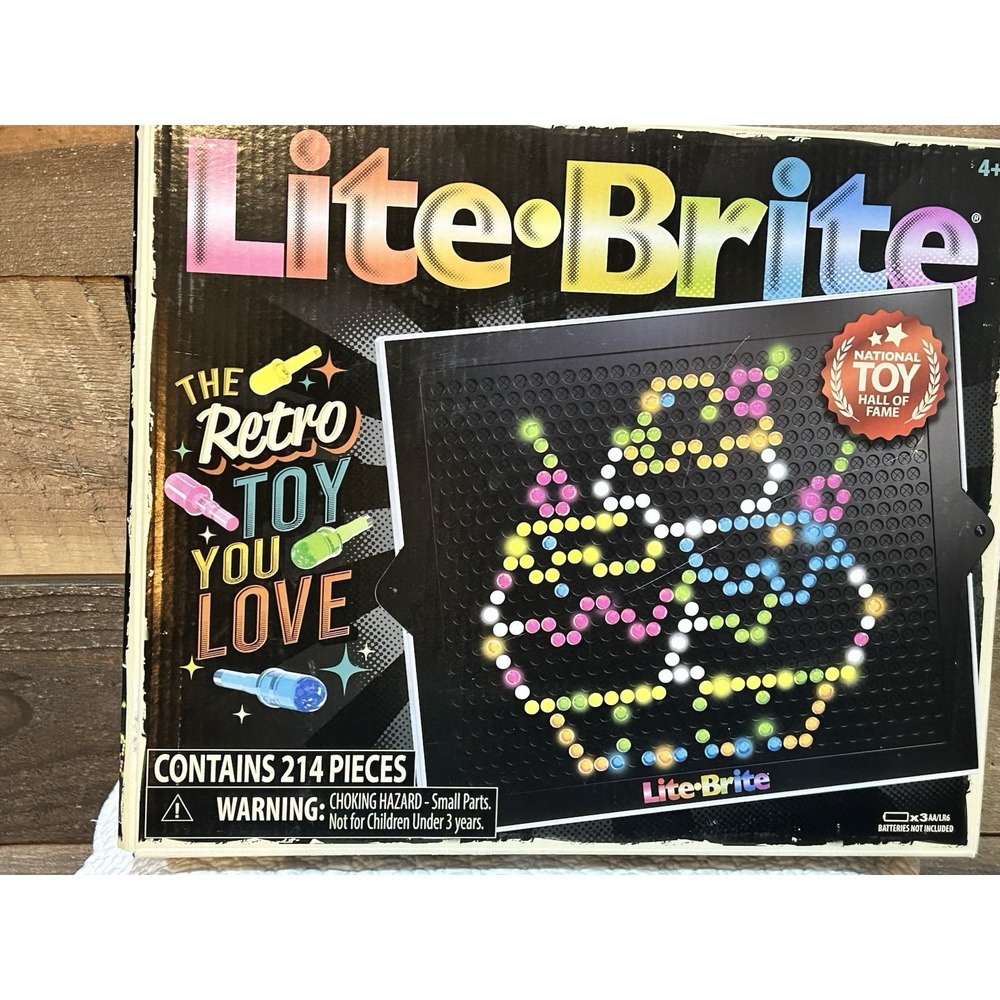 Lite Brite Hasbro Toy Light Bright Retro Box & Pegs 214 Pieces New